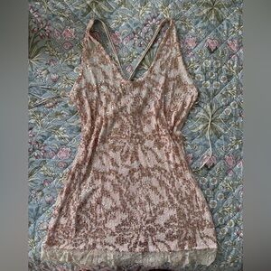 Rise and Shine Embellished Sequin Strappy Mini Slip Dress